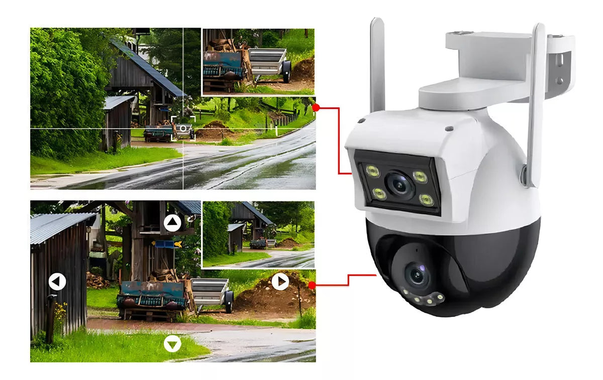 Cámara Doble Lente Vigilancia Wifi 1080p Alarma Inteligente