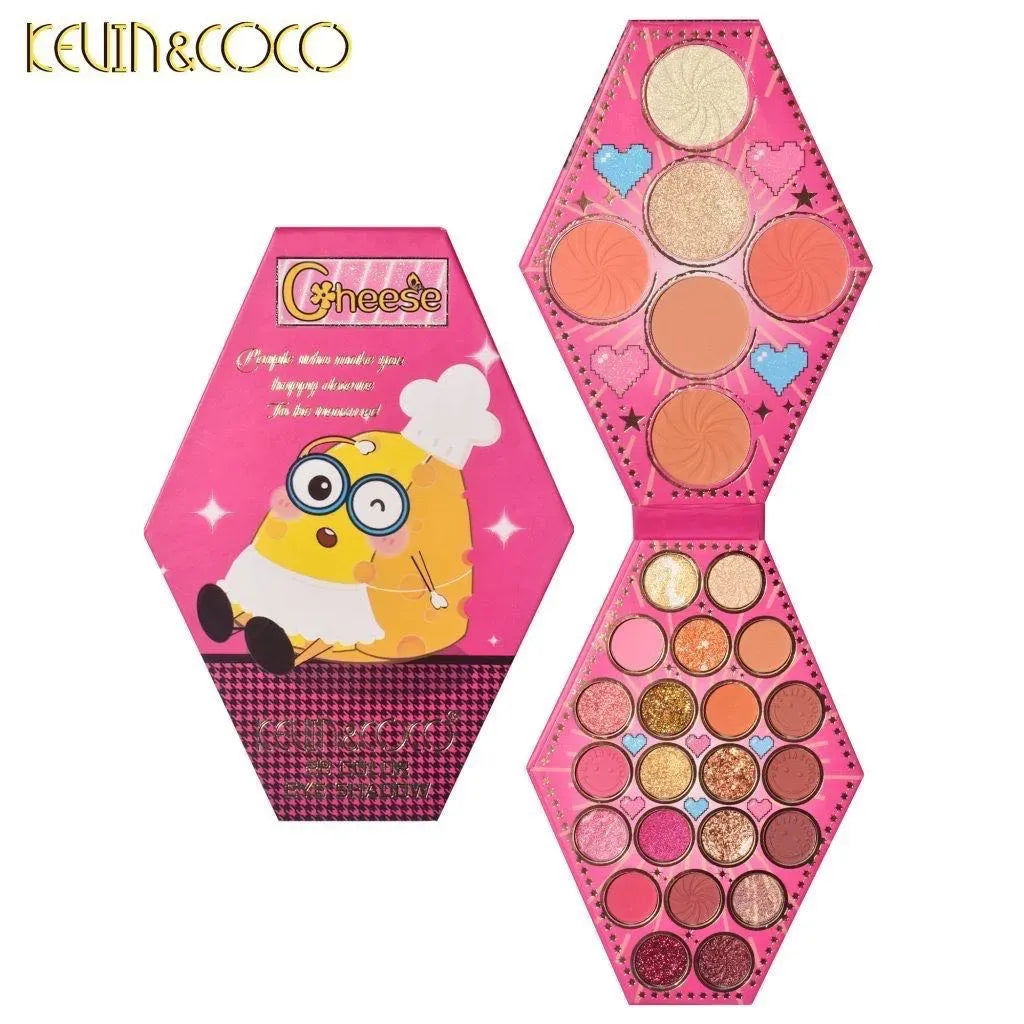 Paleta De Sombras De Ojos KEVIN&COCO 28 Tonos + 3 Iluminadores + 3 Rubores - PRICENTER - 