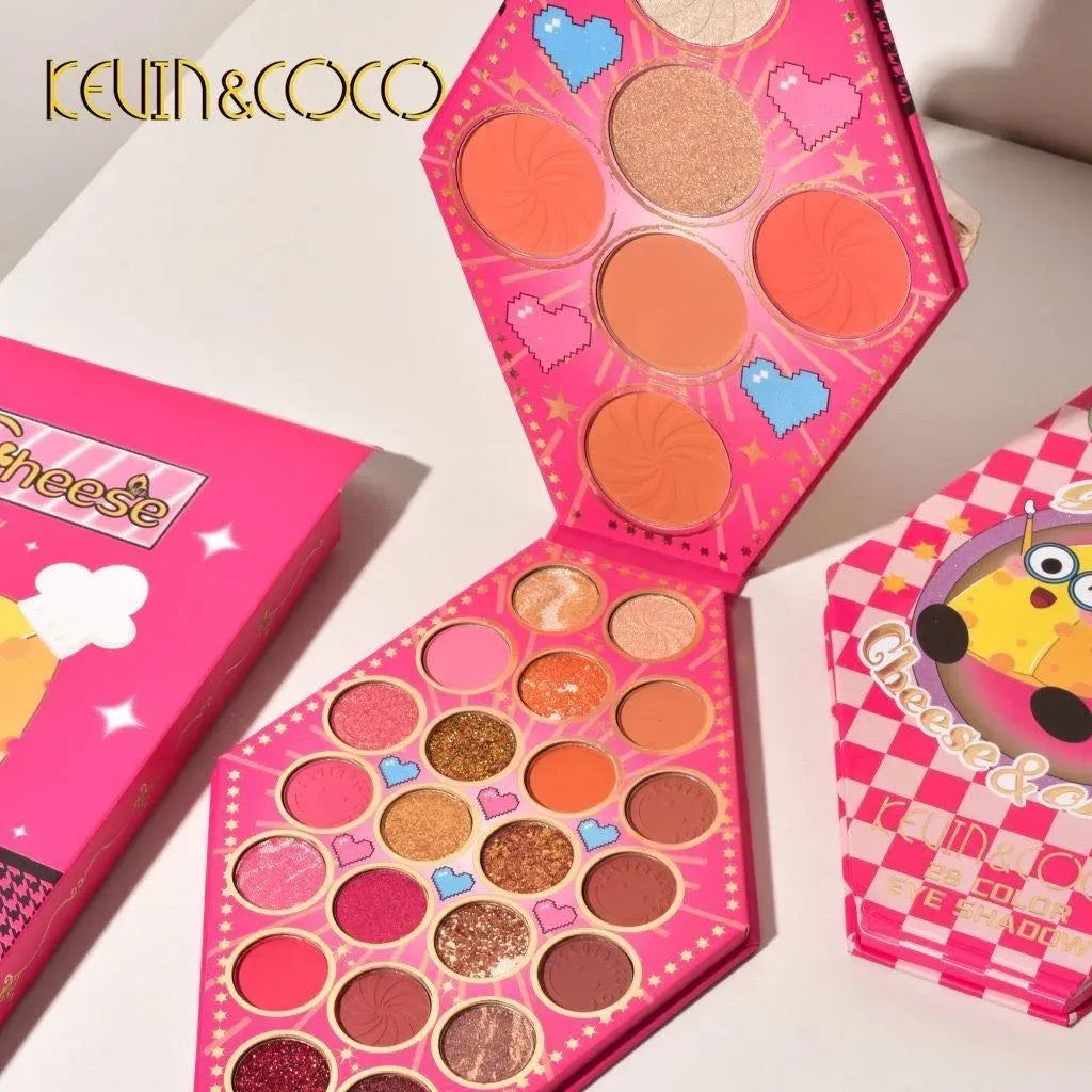 Paleta De Sombras De Ojos KEVIN&COCO 28 Tonos + 3 Iluminadores + 3 Rubores - PRICENTER - 