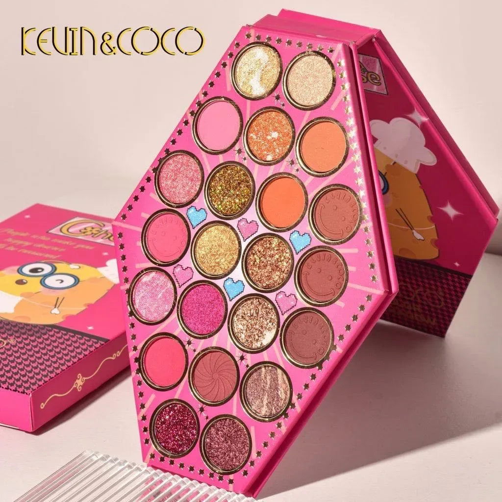 Paleta De Sombras De Ojos KEVIN&COCO 28 Tonos + 3 Iluminadores + 3 Rubores - PRICENTER - 